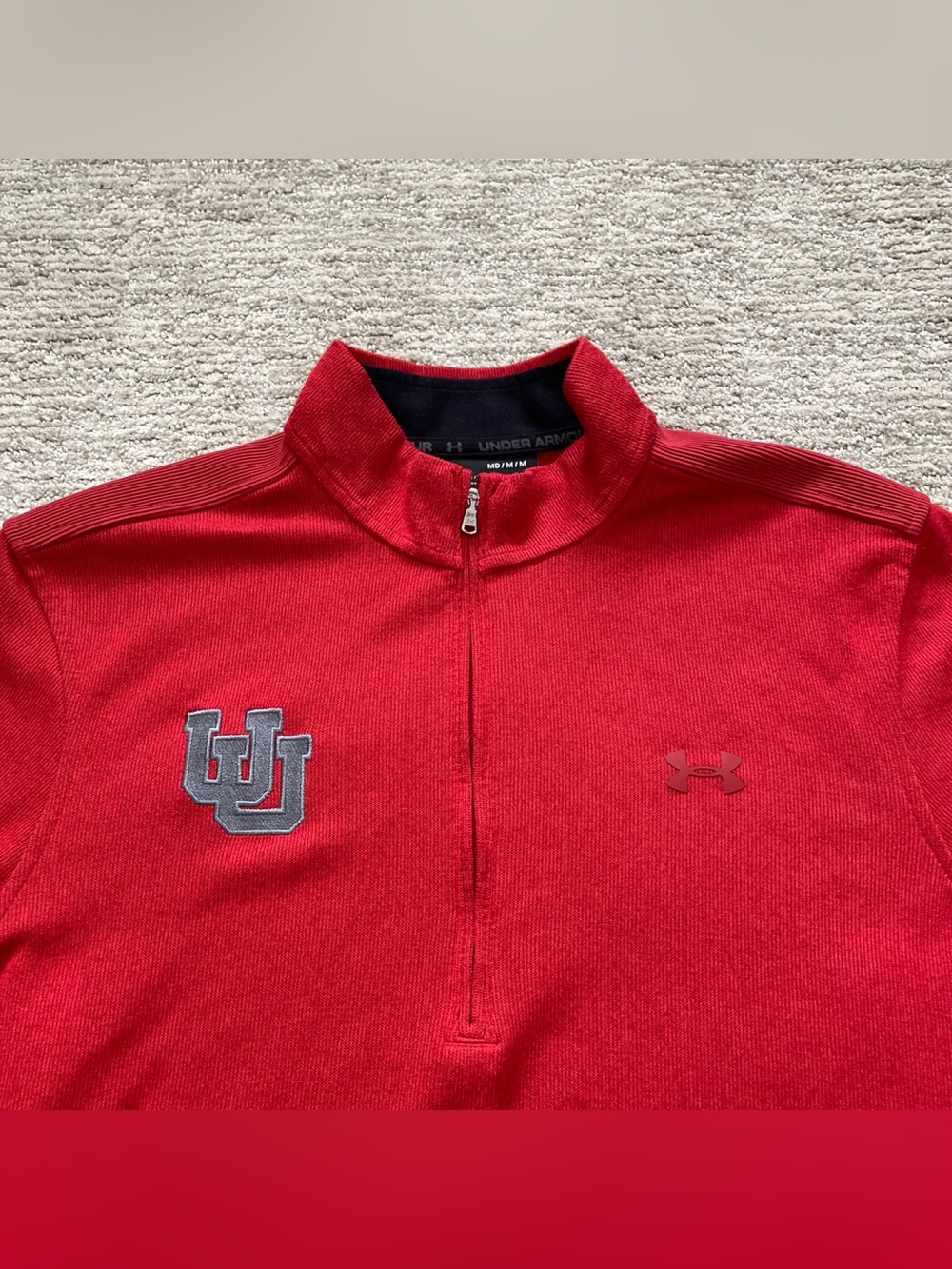 Under Armour Utah Utes 1/4 Zip Pullover Sweater Red Mens Size Medium ColdGear